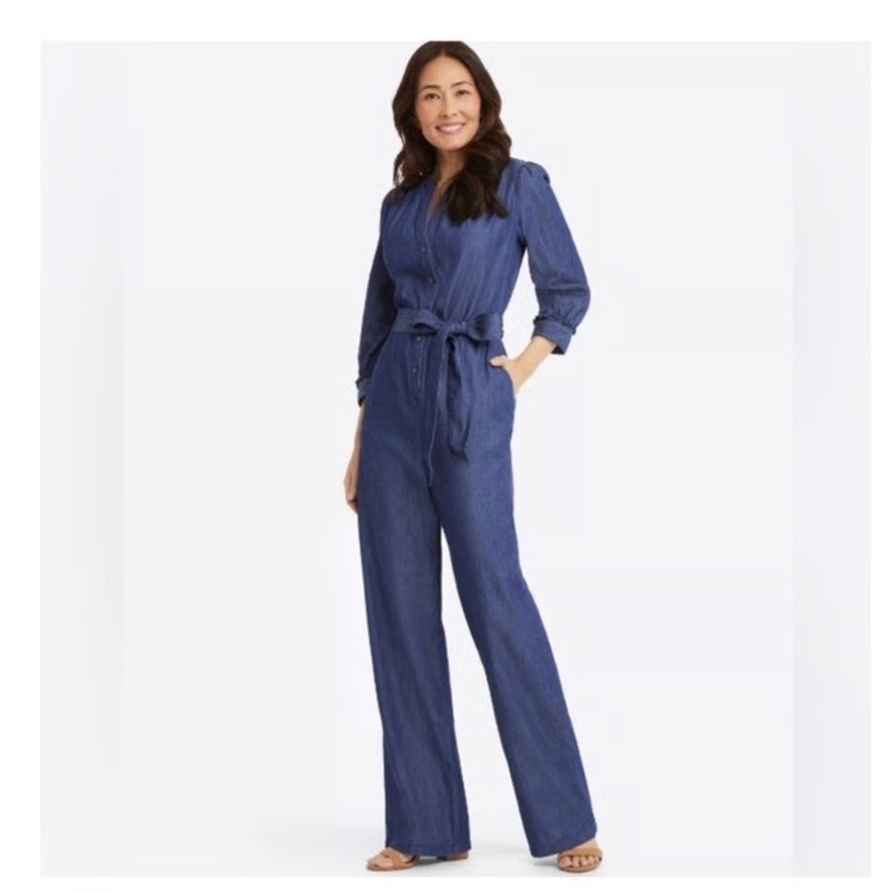 Draper James Wide-Legged Chambray Jumpsuit